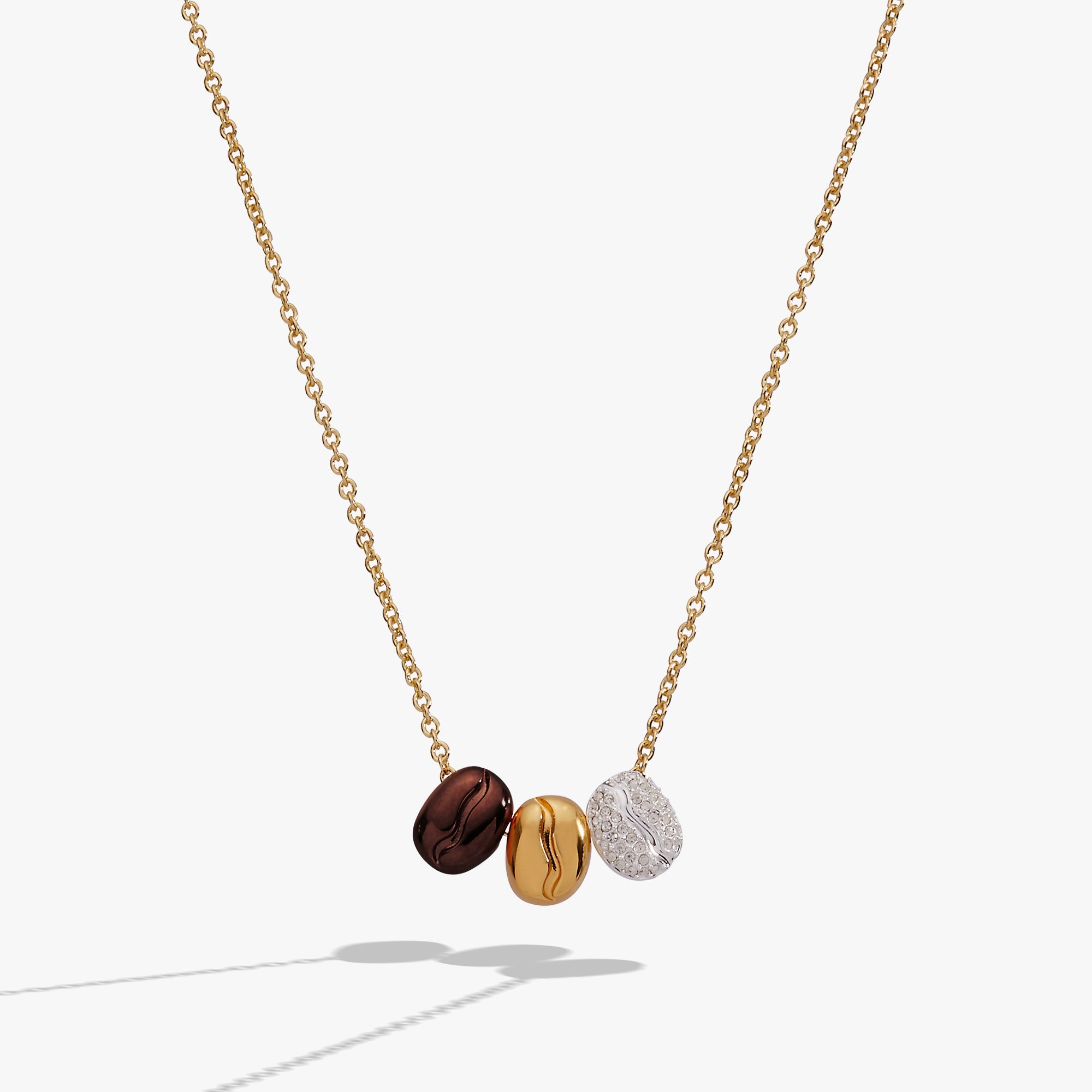 Coffee Bean 'Happiness, Wealth, Health' Engraved Pendant Necklace - Aaria Tees Aaria Tees