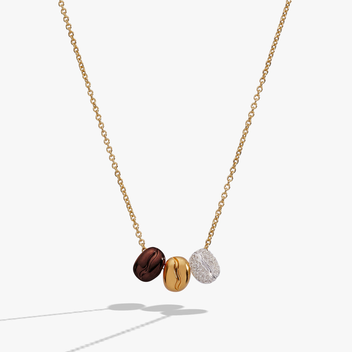 Coffee Bean 'Happiness, Wealth, Health' Engraved Pendant Necklace - Aaria Tees