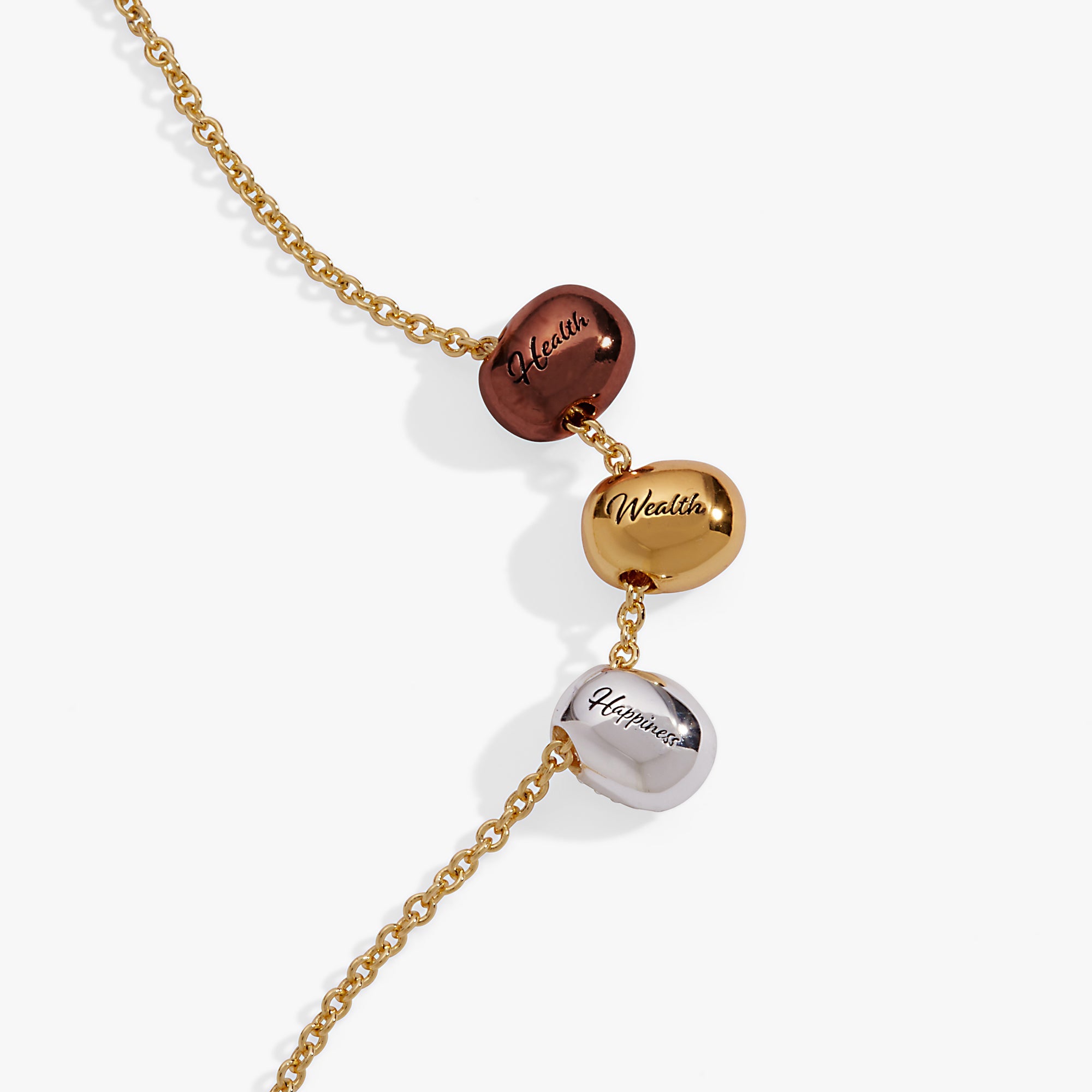 Coffee Bean 'Happiness, Wealth, Health' Engraved Pendant Necklace - Aaria Tees Aaria Tees