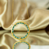 Blue Gemstone Halo Necklace Aaria Tees