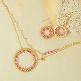 Pink Gemstone Halo Necklace Aaria Tees