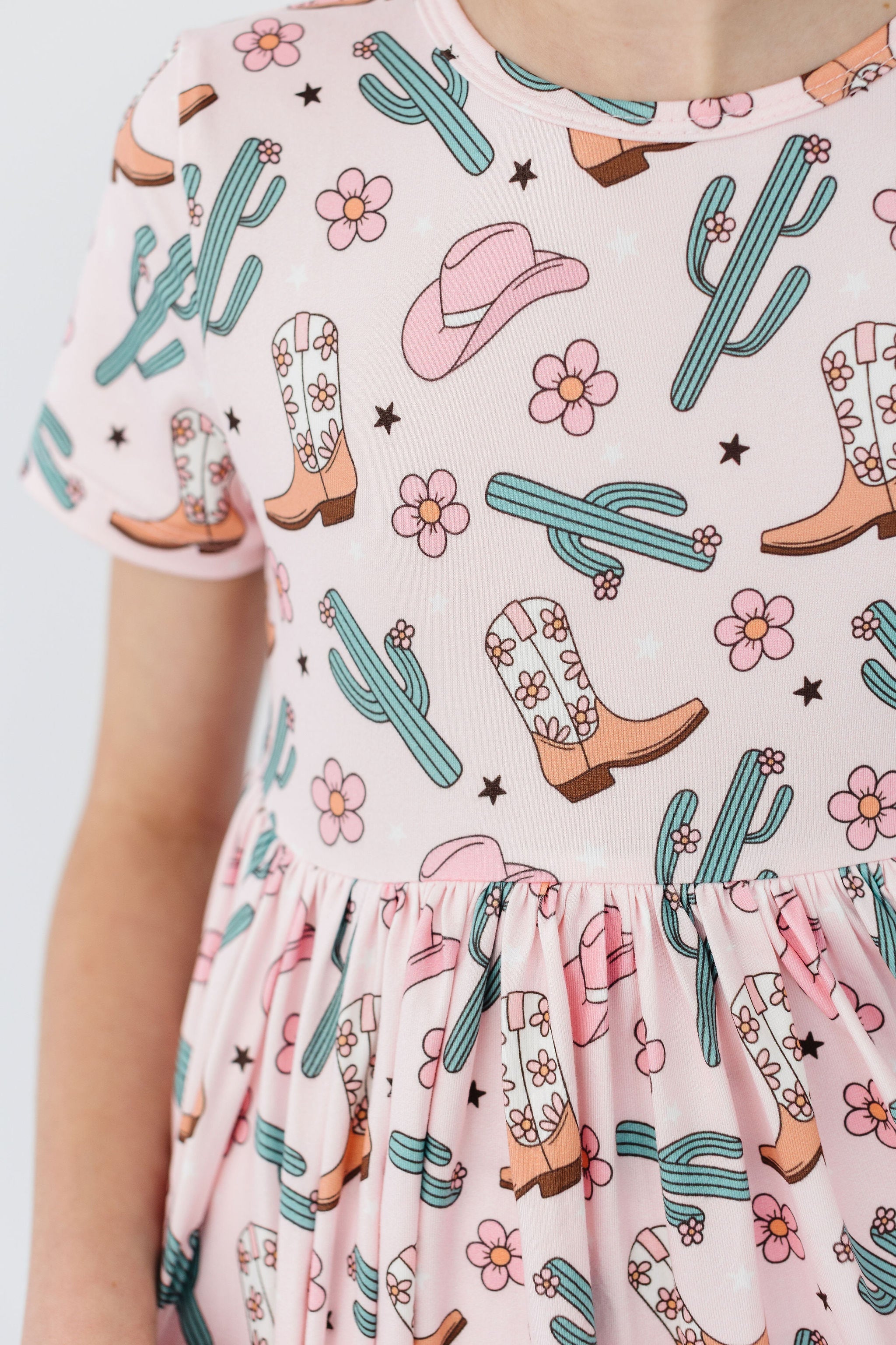 Cactus Cowgirl S/S Pocket Twirl Dress - Aaria Tees Aaria Tees