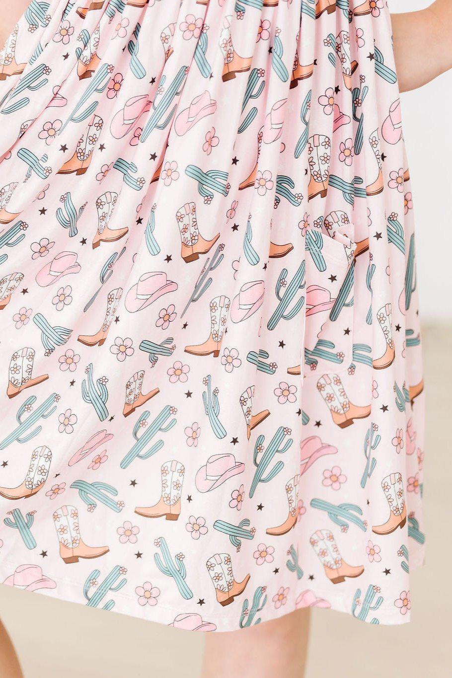 Cactus Cowgirl S/S Pocket Twirl Dress - Aaria Tees Aaria Tees