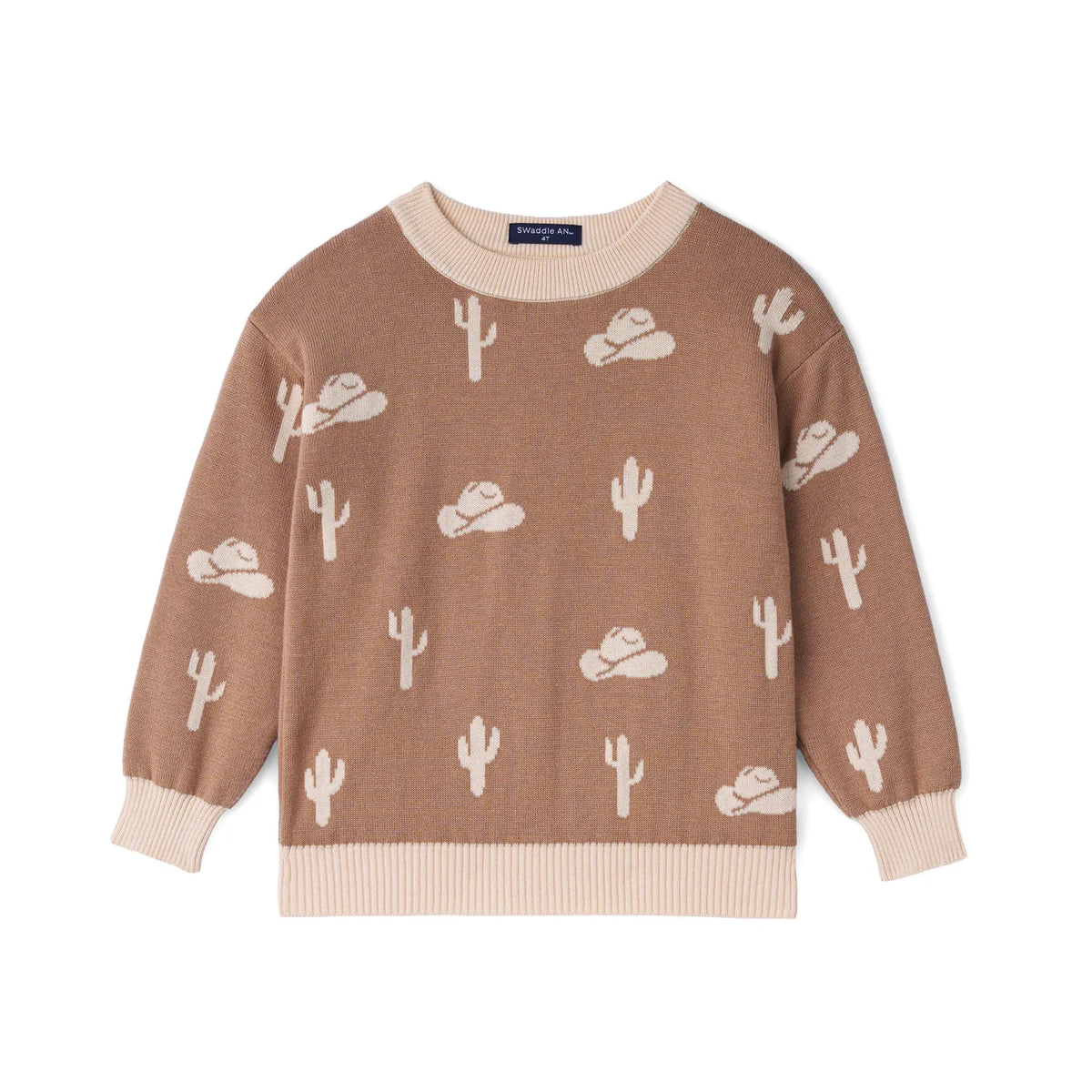 Cactus Knit Long Sleeve Crewneck Sweater - Aaria Tees