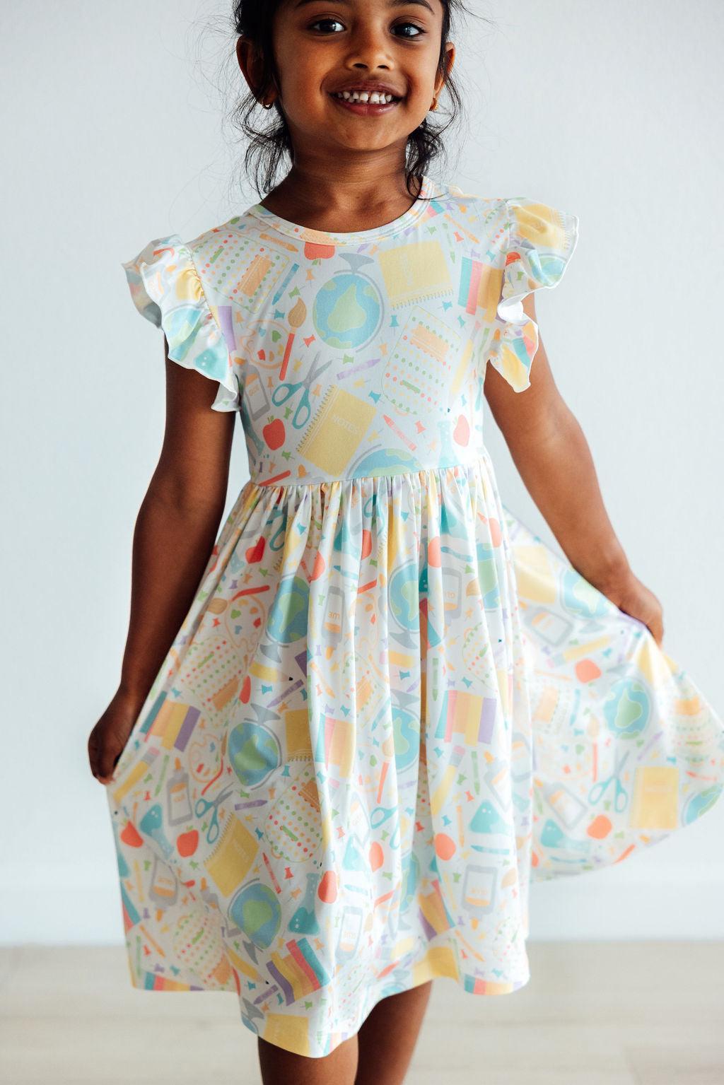 Campus Cutie Flutter Sleeve Twirl Dress - Aaria Tees Aaria Tees
