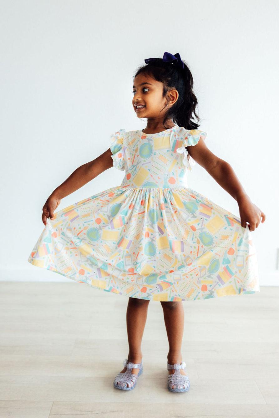 Campus Cutie Flutter Sleeve Twirl Dress - Aaria Tees Aaria Tees