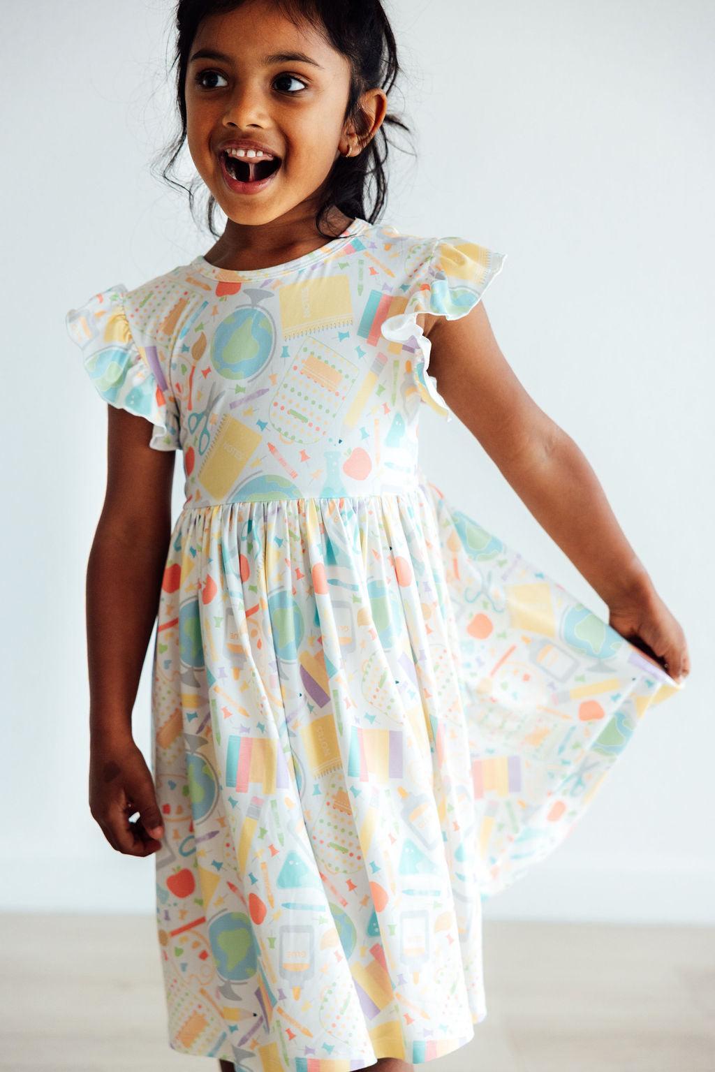 Campus Cutie Flutter Sleeve Twirl Dress - Aaria Tees Aaria Tees