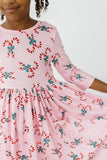 Candy Cane Cutie 3/4 Sleeve Pocket Twirl Dress - Aaria Tees Aaria Tees