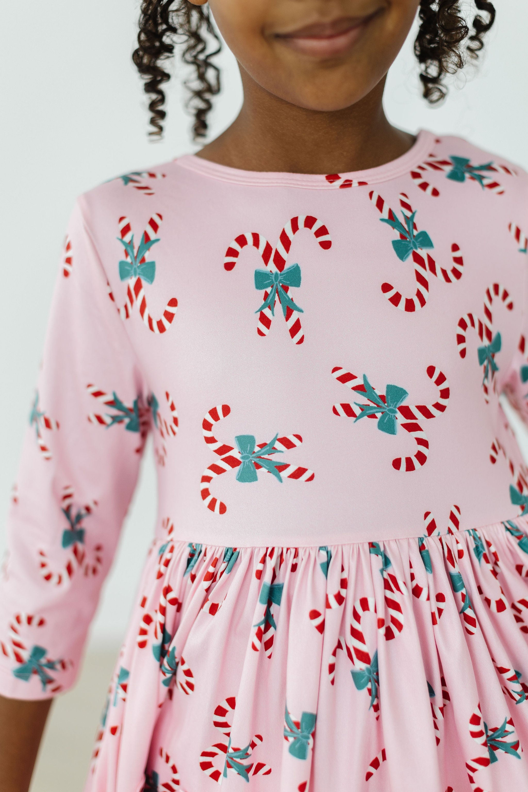 Candy Cane Cutie 3/4 Sleeve Pocket Twirl Dress - Aaria Tees Aaria Tees