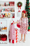 Candy Cane Cutie 3/4 Sleeve Pocket Twirl Dress - Aaria Tees Aaria Tees