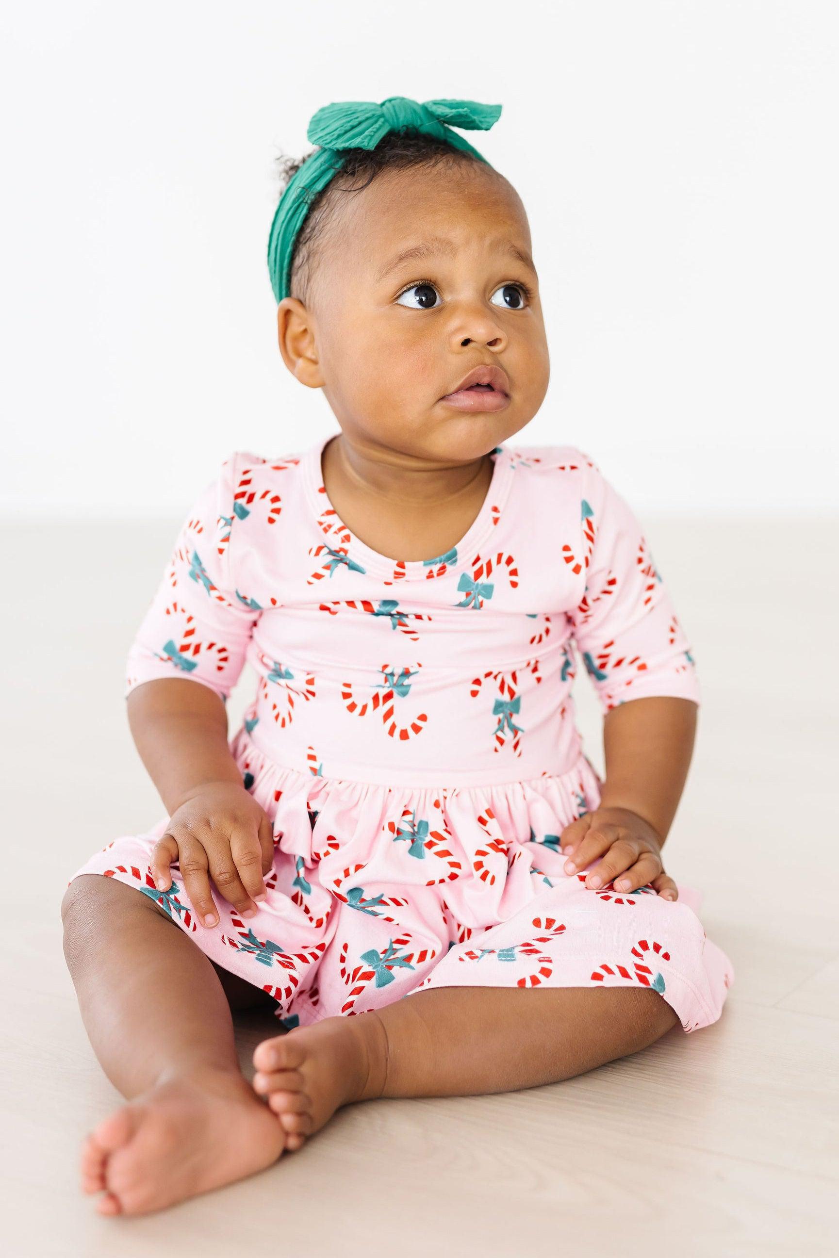 Candy Cane Cutie 3/4 Sleeve Twirl Bodysuit - Aaria Tees Aaria Tees