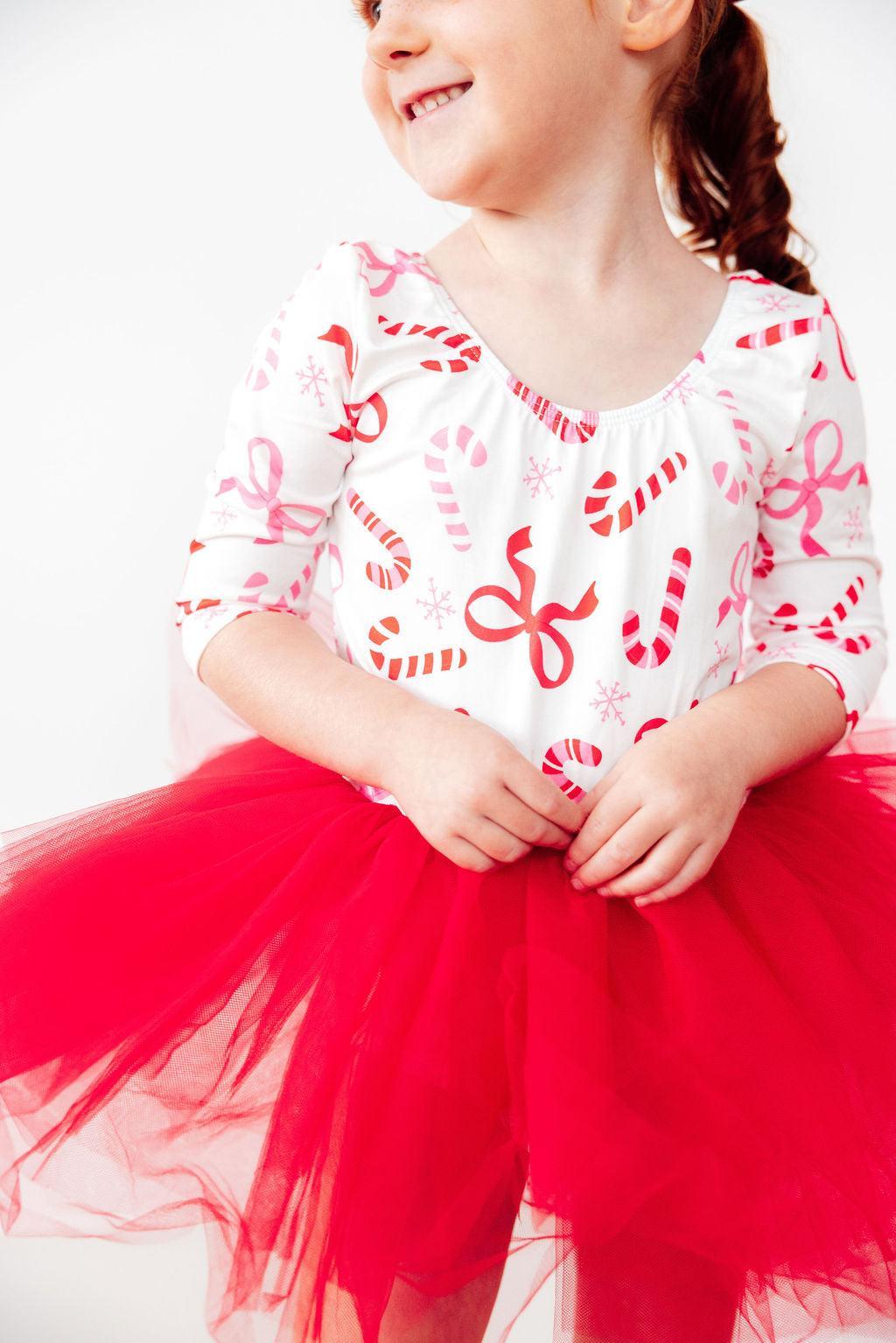 Candy Cane Lane 3/4 Tutu Leotard - Aaria Tees Aaria Tees