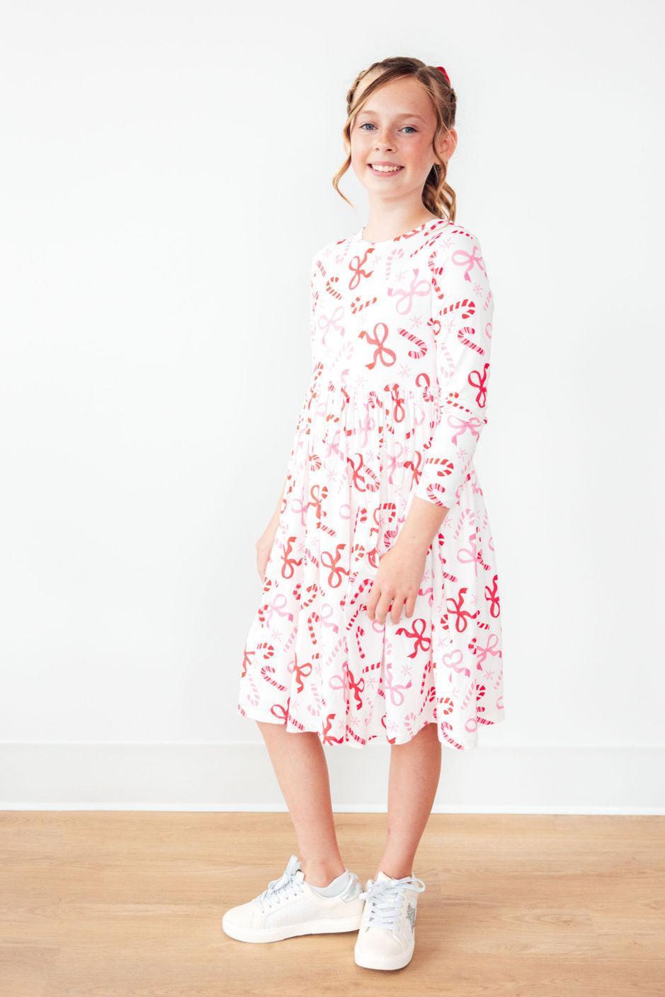 Candy Cane Lane L/S Pocket Twirl Dress - Aaria Tees Aaria Tees