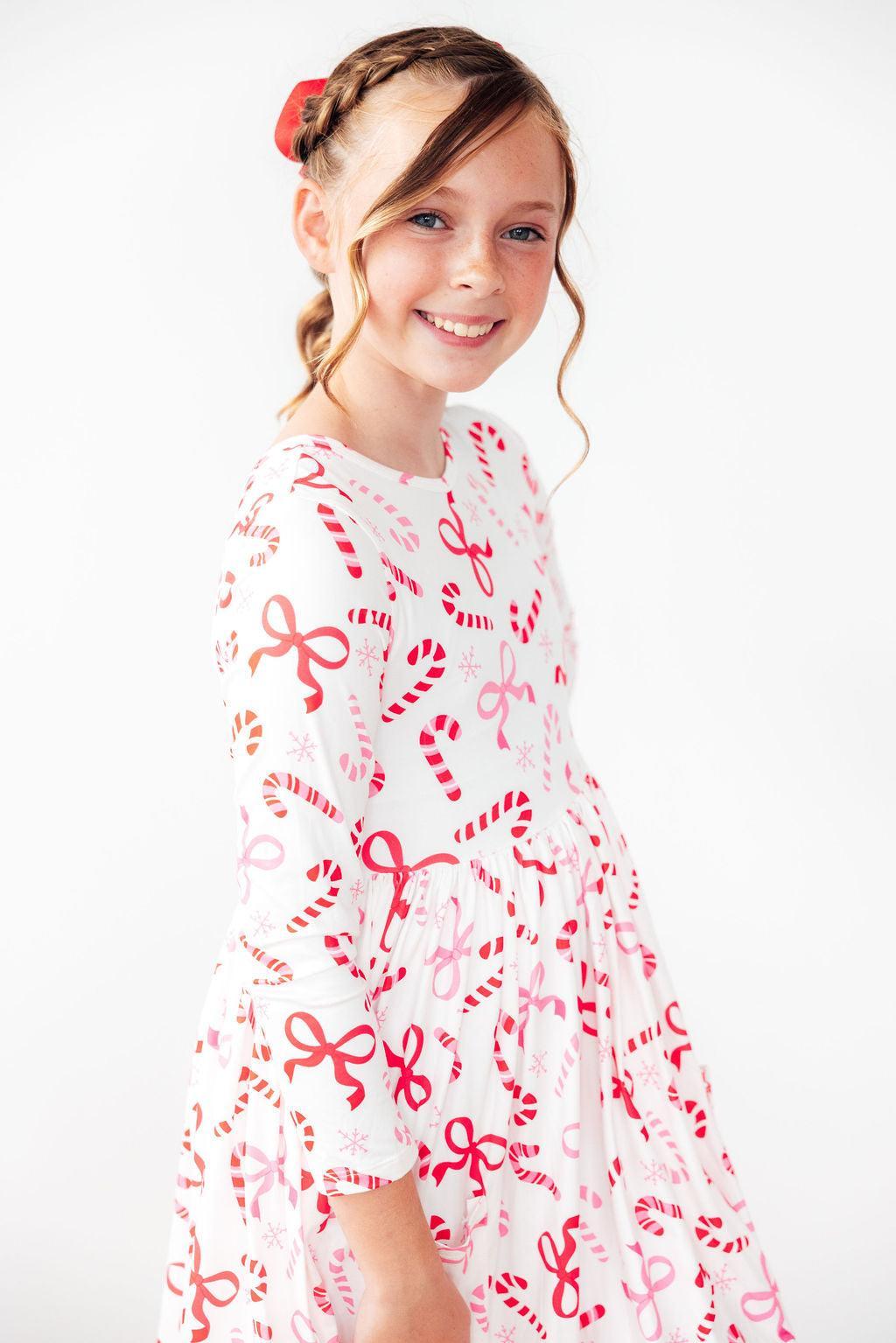 Candy Cane Lane L/S Pocket Twirl Dress - Aaria Tees Aaria Tees