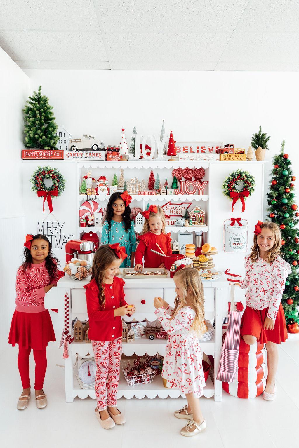 Candy Cane Lane L/S Ruffle Tee - Aaria Tees Aaria Tees