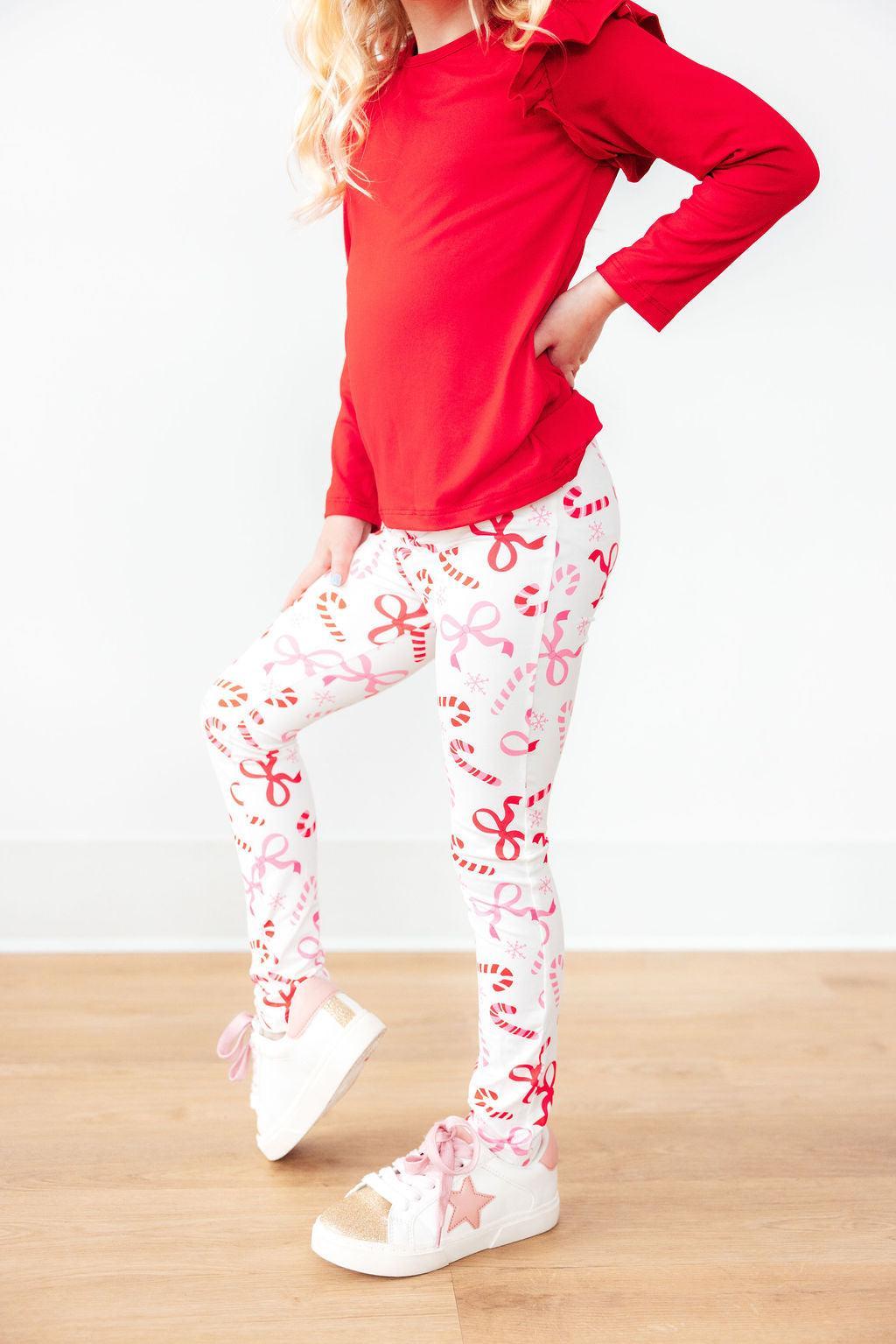 Candy Cane Lane Leggings - Aaria Tees Aaria Tees