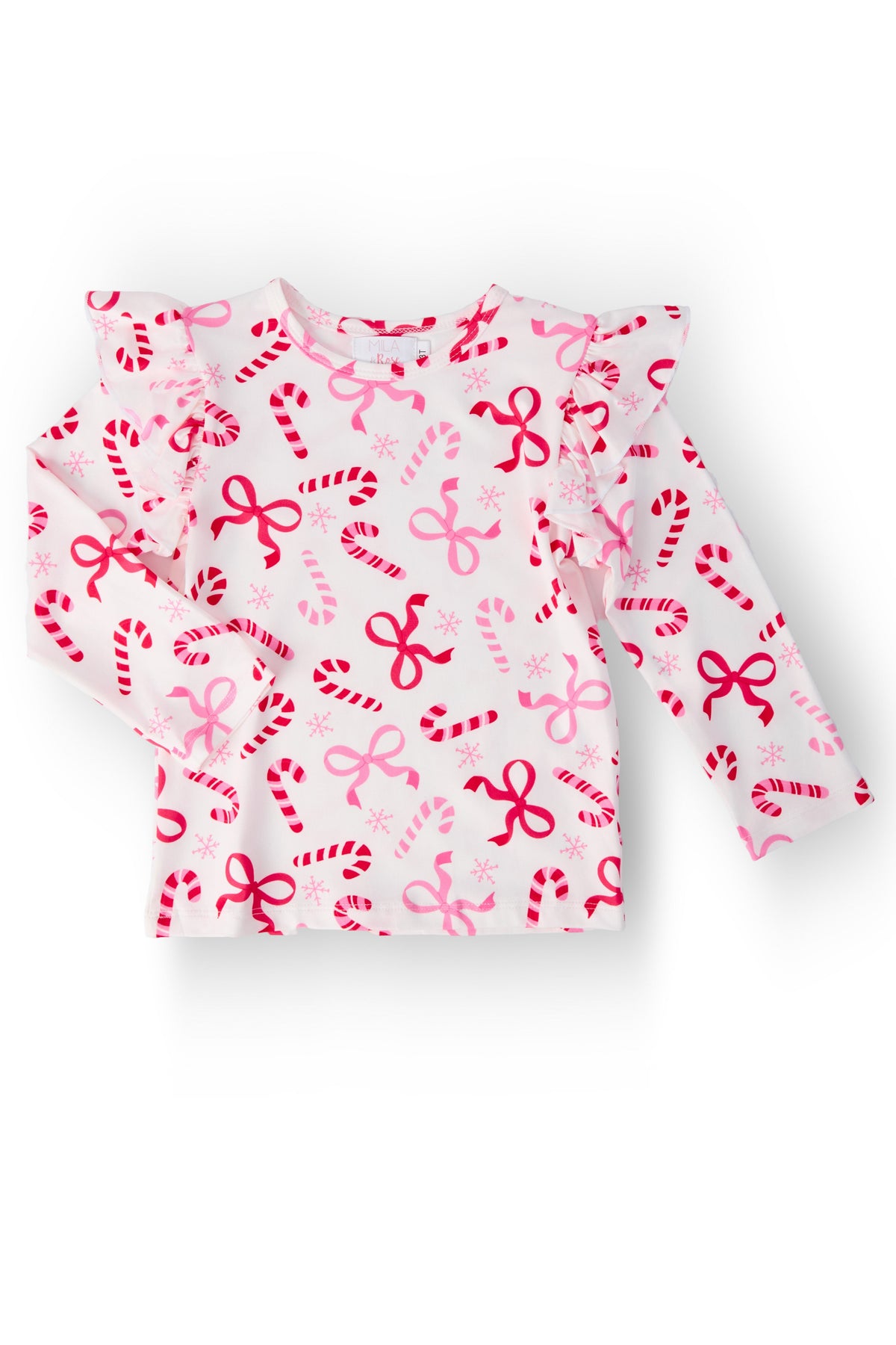 Candy Cane Lane L/S Ruffle Tee - Aaria Tees