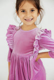 Carnation Pink Velvet Ruffle Twirl Dress - Aaria Tees Aaria Tees