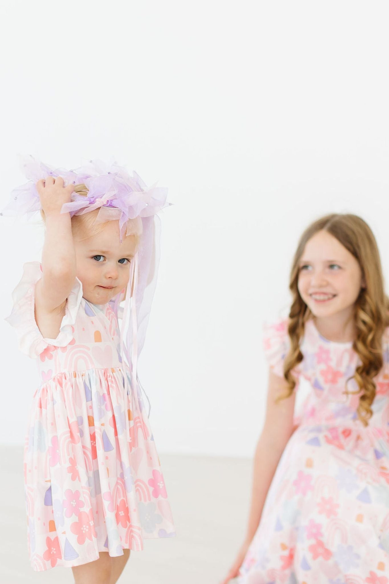 Castles & Rainbows Flutter Sleeve Twirl Dress - Aaria Tees Aaria Tees