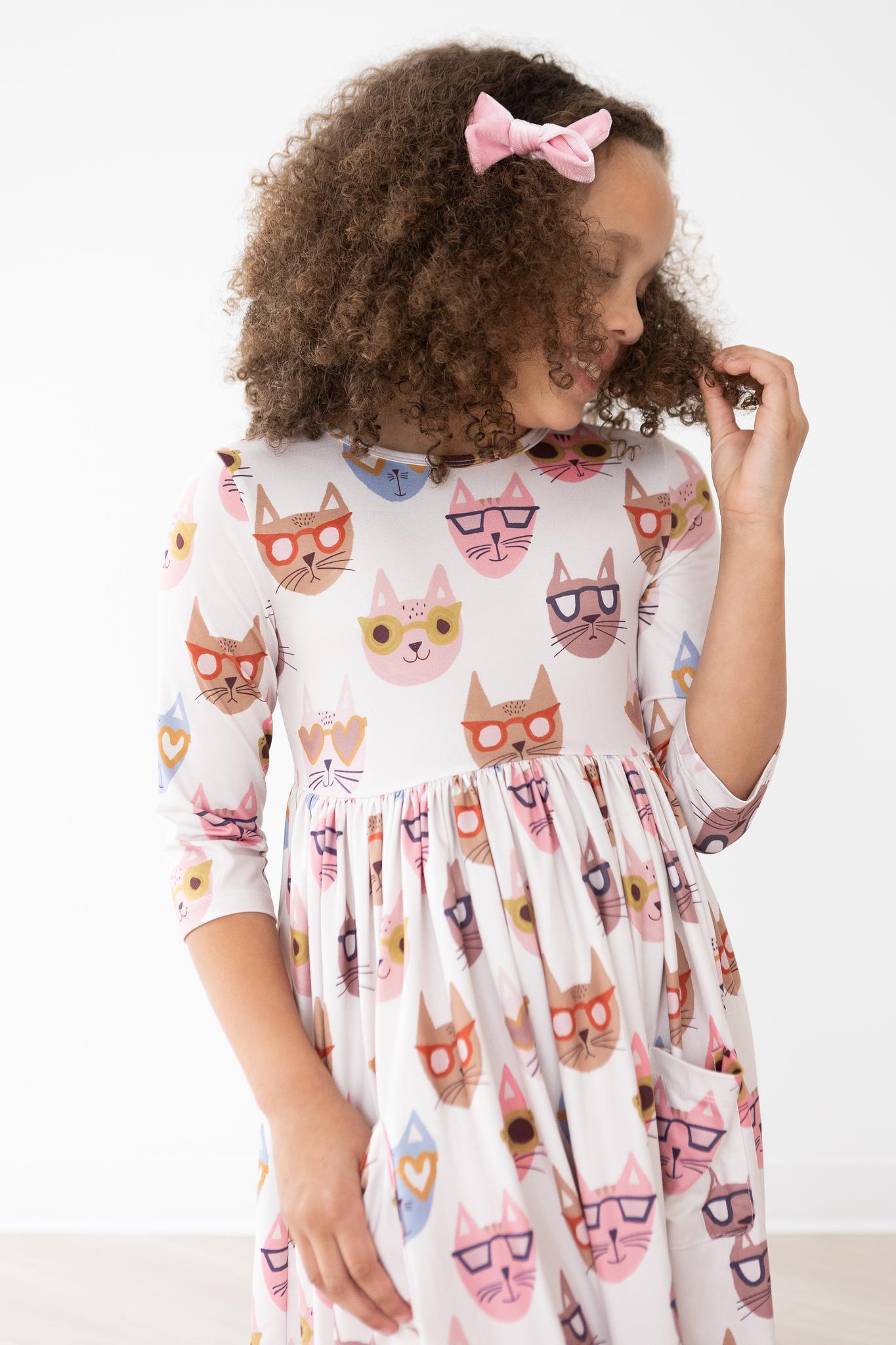 Cattitude 3/4 Sleeve Pocket Twirl Dress - Aaria Tees Aaria Tees