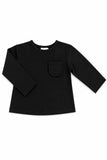 Black L/S Ruffle Pocket Tee - Aaria Tees Aaria Tees
