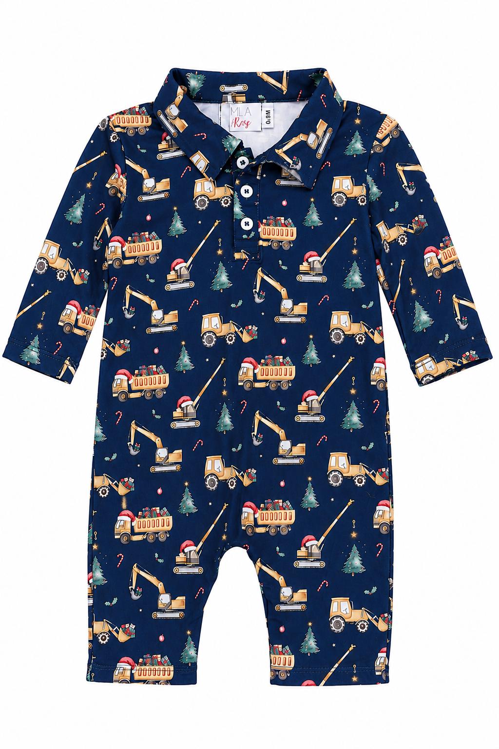 Oh What Fun It Is to Build L/S Polo One-Piece - Aaria Tees Aaria Tees