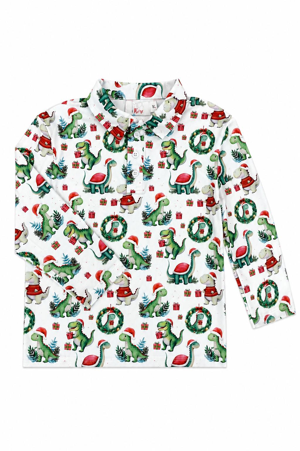 Santa Saurus L/S Polo - Aaria Tees Aaria Tees