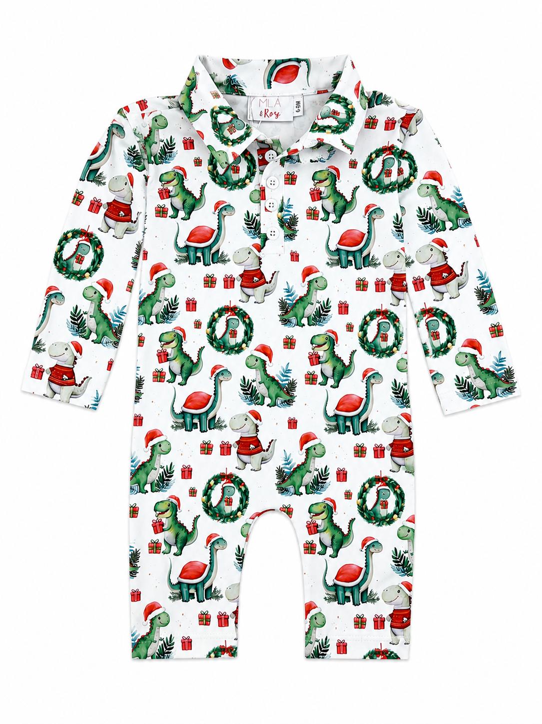Santa Saurus L/S Polo One-Piece - Aaria Tees Aaria Tees