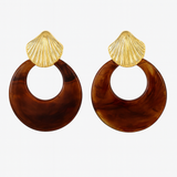 Kenle Shell Earring-Brown Aaria Tees