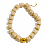 Pebbles Beige Beaded Necklace Aaria Tees