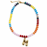 Beaded Bubble Initial Necklace Aaria Tees