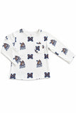 Montana State University White Bobcat L/S Ruffle Pocket Tee - Aaria Tees Aaria Tees
