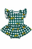 North Dakota State University Plaid Bison S/S Flutter Twirl Bodysuit - Aaria Tees Aaria Tees