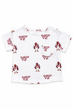 Virginia Tech White Hokie Ruffle Pocket Tee - Aaria Tees Aaria Tees