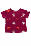 Virginia Tech Maroon Hokie Ruffle Pocket Tee - Aaria Tees Aaria Tees