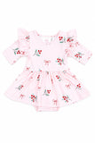 Winter Berries 3/4 Sleeve Flutter Twirl Bodysuit - Aaria Tees Aaria Tees
