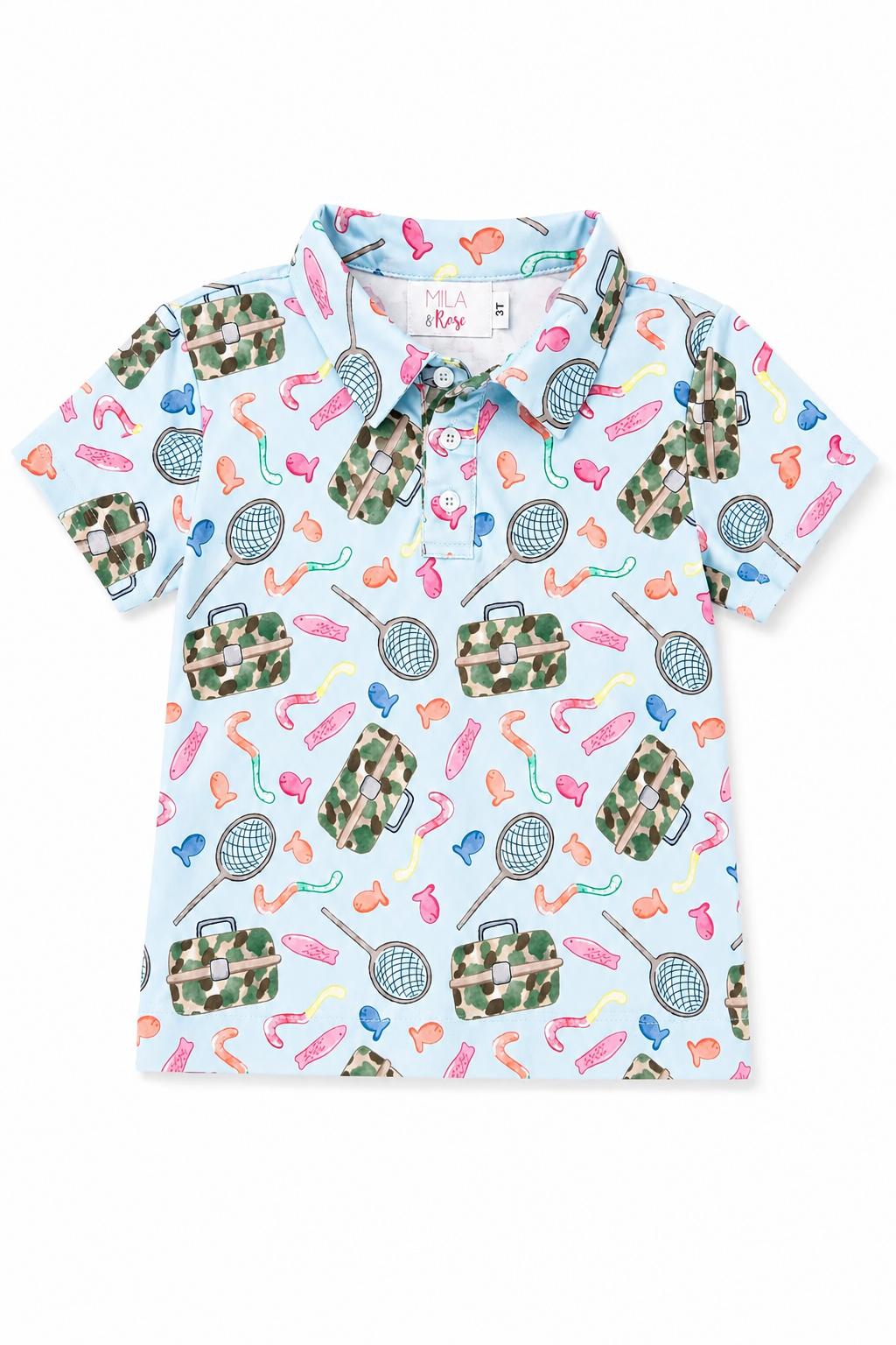 Boys Fishing Snacks S/S Polo - Aaria Tees Aaria Tees
