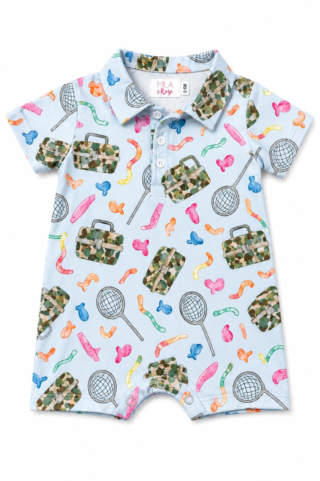 Fishing Snacks Polo Shorty One-Piece - Aaria Tees Aaria Tees