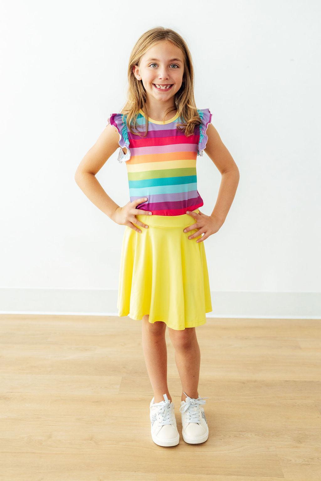 Cheerful Stripes S/S Ruffle Tee - Aaria Tees Aaria Tees