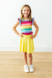 Cheerful Stripes S/S Ruffle Tee - Aaria Tees Aaria Tees