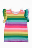 Cheerful Stripes S/S Ruffle Tee - Aaria Tees Aaria Tees
