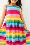 Cheerful Stripes Tank Twirl Dress - Aaria Tees Aaria Tees