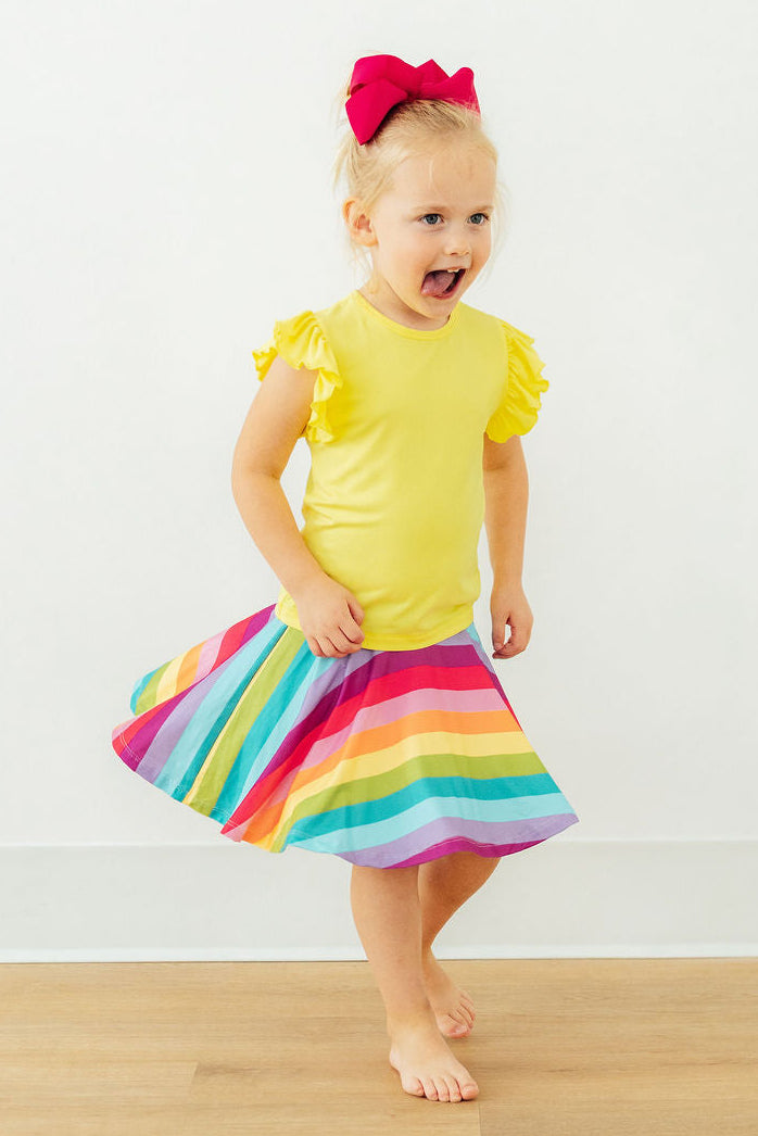 Yellow S/S Ruffle Tee - Aaria Tees Aaria Tees
