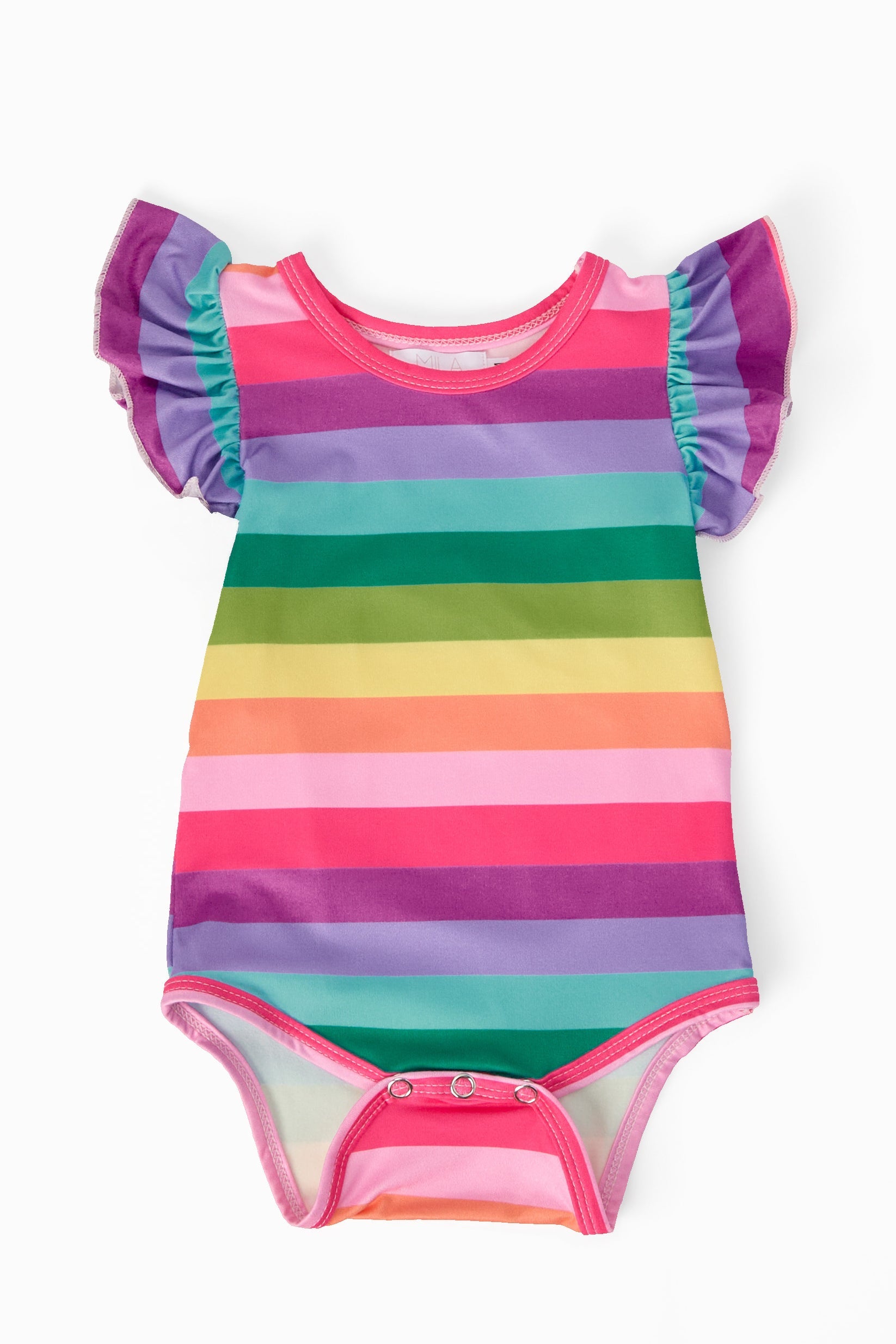 Cheerful Stripes S/S Flutter Bodysuit - Aaria Tees Aaria Tees