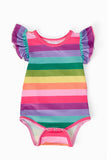 Cheerful Stripes S/S Flutter Bodysuit - Aaria Tees Aaria Tees