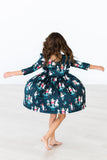 Christmas Ballet 3/4 Sleeve Ruffle Twirl Dress - Aaria Tees Aaria Tees
