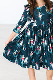 Christmas Ballet 3/4 Sleeve Ruffle Twirl Dress - Aaria Tees Aaria Tees