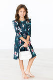 Christmas Ballet 3/4 Sleeve Ruffle Twirl Dress - Aaria Tees Aaria Tees