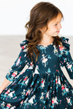 Christmas Ballet 3/4 Sleeve Ruffle Twirl Dress - Aaria Tees Aaria Tees