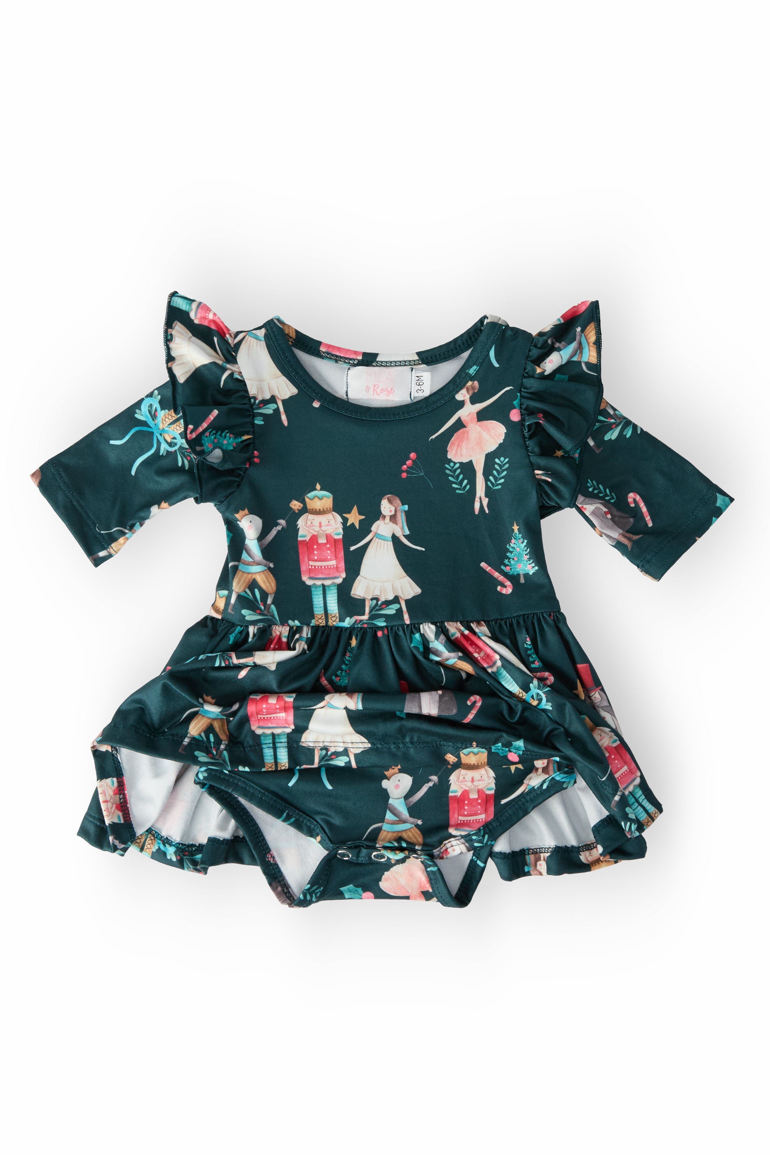Christmas Ballet Twirl Flutter Bodysuit - Aaria Tees Aaria Tees